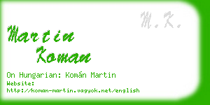martin koman business card