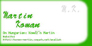 martin koman business card
